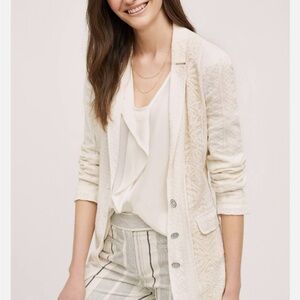 ANTHROPOLOGIE LUPE IVORY LACE BLAZER by CARTONNIER M